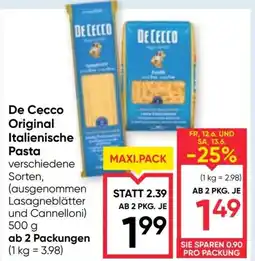 Maximarkt De Cecco Original Italienische Pasta Angebot