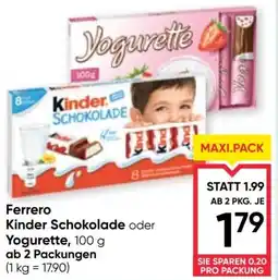 Maximarkt Ferrero Kinder Schokolade oder Yogurette Angebot