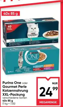 Maximarkt Purina One oder Gourmet Perle Katzennahrung XXL-Packung Angebot