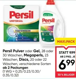 Maximarkt Persil Pulver oder Gel, 28 oder 30 Wäschen, Megaperls, 23 Wäschen, Discs, 20 oder 22 Angebot