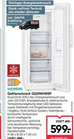 Maximarkt Gefrierschrank GS29NVWEP Angebot