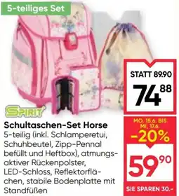 Maximarkt Schultaschen-Set Horse Angebot