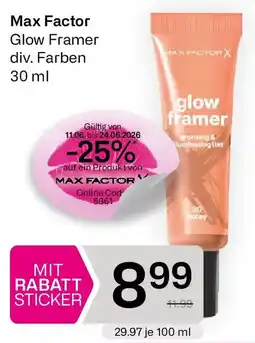 Bipa Max Factor Glow Framer div. Farben Angebot