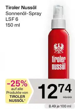 Bipa Tiroler Nussöl Sonnenöl-Spray LSF 6 Angebot