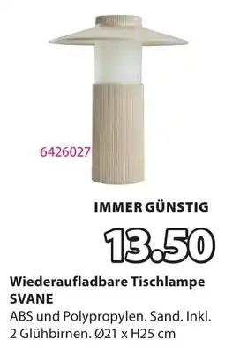 JYSK Wiederaufladbare Tischlampe SVANE Angebot