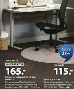 JYSK Höhenverstellbarer Schreibtisch LUNDTOFT Angebot