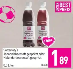 Sutterlüty Johannisbeersaft gespritzt oder Holunderbeerensaft gespritzt Angebot