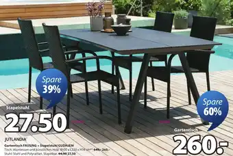 Gartentisch FAUSING + Stapelstuhl GUDHJEM