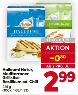 Billa Halloumi Natur, Mediterraner Grillkäse Basilikum od. Chili Angebot