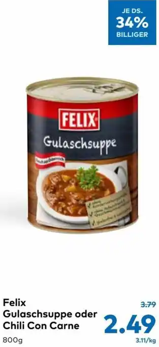 T&G Felix Gulaschsuppe Oder Chili Con Carne 800g Angebot