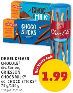PENNY De beukelaer chocolé, griesson choc&milk od. choco sticks Angebot