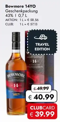 Travel FREE Bowmore 14yo Angebot