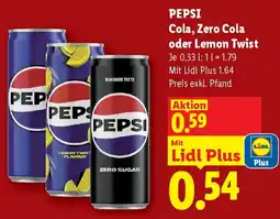 Lidl Pepsi cola zero cola oder lemon twist Angebot