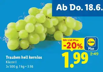 Lidl Trauben hell kernlos Angebot