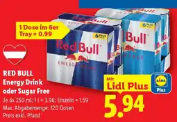 Lidl Red bull energy drink oder sugar free Angebot