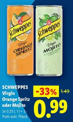 Lidl Schweppes virgin orange spritz oder mojito Angebot