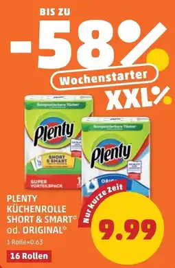 PENNY Plenty küchenrolle short & smart od. original Angebot