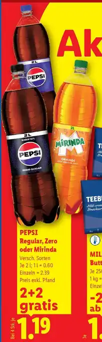 Pepsi Regular, Zero oder Mirinda