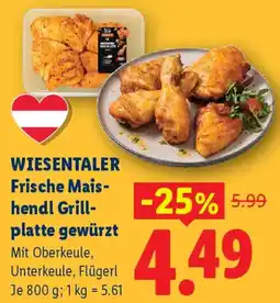 Lidl Wiesentaler frische mais- hendl grill- platte gewürzt Angebot