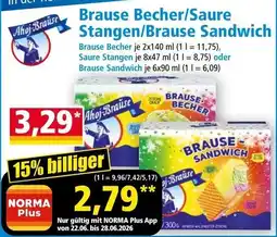 Norma Brause Becher/Saure Stangen/Brause Sandwich Angebot