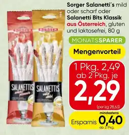 Spar Sorger Salanettis mild oder scharf oder Salanetti Bits Klassik Angebot