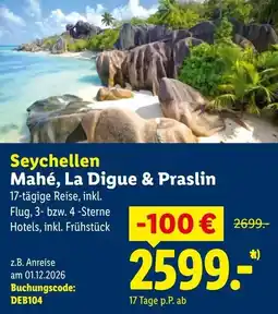Lidl Reisen Seychellen Mahé La Digue & Praslin Angebot