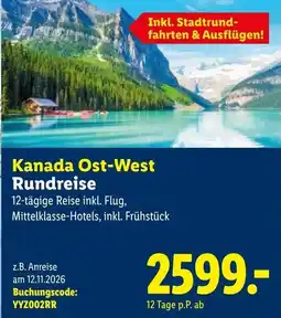 Lidl Reisen Kanada Ost West Rundreise Angebot