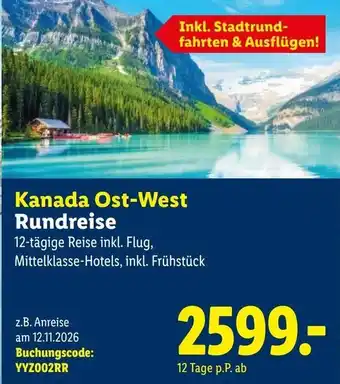 Lidl Reisen Kanada Ost West Rundreise Angebot