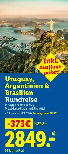 Lidl Reisen Uruguay Argentinien & Brasilien Rundreise Angebot