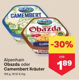MPreis Alpenhain obazda oder camembert kräuter Angebot
