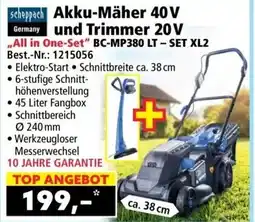 Norma Scheppach Akku-Mäher 40V und Trimmer 20 V Angebot