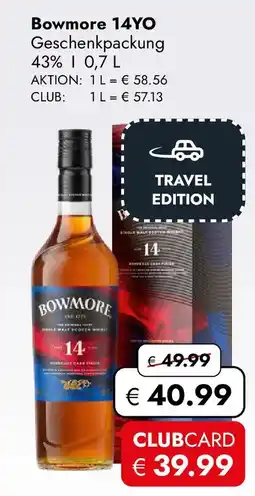Travel FREE Bowmore 14yo geschenkpackung 43% Angebot