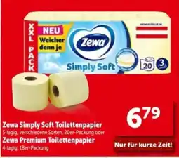 Interspar Zewa Simply Soft Toilettenpapier oder Zewa Premium Toilettenpapier Angebot