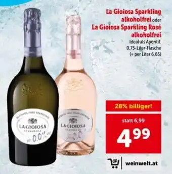 Interspar La gioiosa sparkling alkoholfrei oder la gioiosa sparkling rosé alkoholfrei Angebot