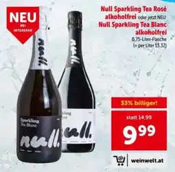 Interspar Null sparkling tea rosé alkoholfrei oder null sparkling tea blanc alkoholfrei Angebot