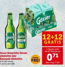 Interspar Gösser naturradler zitrone alkoholfrei oder naturgold alkoholfrei Angebot