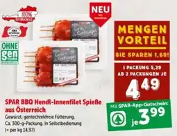Interspar Spar bbq hendl-innenfilet spieße aus österreich Angebot