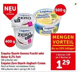 Interspar Exquisa quark-genuss frucht oder natur 0,2% fett oder exquisa zero quark-joghurt-creme Angebot