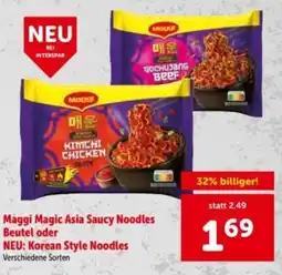 Interspar Maggi magic asia saucy noodles beutel oder neu: korean style noodles Angebot