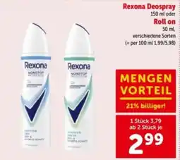 Interspar Rexona deospray oder roll on Angebot