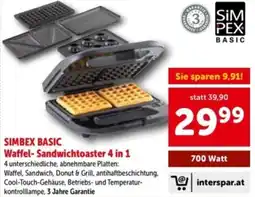 Interspar Simbex basic waffel-sandwichtoaster 4 in 1 Angebot