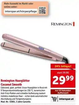 Interspar Remington haarglätter coconut smooth Angebot