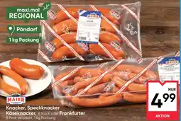 Maximarkt Knacker, Speckknacker Käseknacker oder Frankfurter Angebot