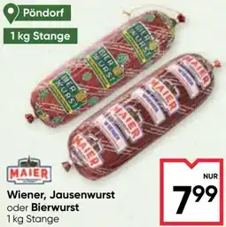 Maximarkt Wiener, Jausenwurst oder Bierwurst Angebot