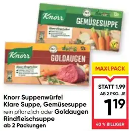 Maximarkt Knorr Suppenwürfel Klare Suppe, Gemüsesuppe rein pflanzlich oder Goldaugen Rindfleischsuppe Angebot