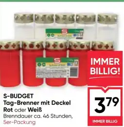 Maximarkt S-BUDGET Tag-Brenner mit Deckel Rot oder Weiß Angebot