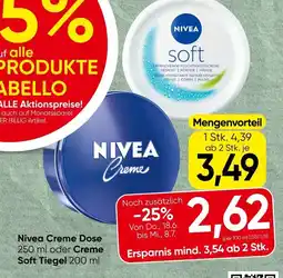 Spar Nivea Creme Dose oder Creme Soft Tiegel Angebot