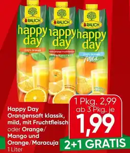 Spar Happy Day Orangensaft klassik, mild, mit Fruchtfleisch oder Orange/ Mango und Angebot