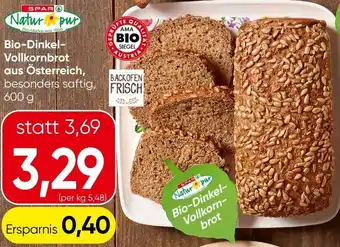 Spar Bio-Dinkel- Vollkornbrot Angebot