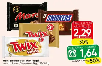 Spar Mars, Snickers oder Twix Riegel Angebot